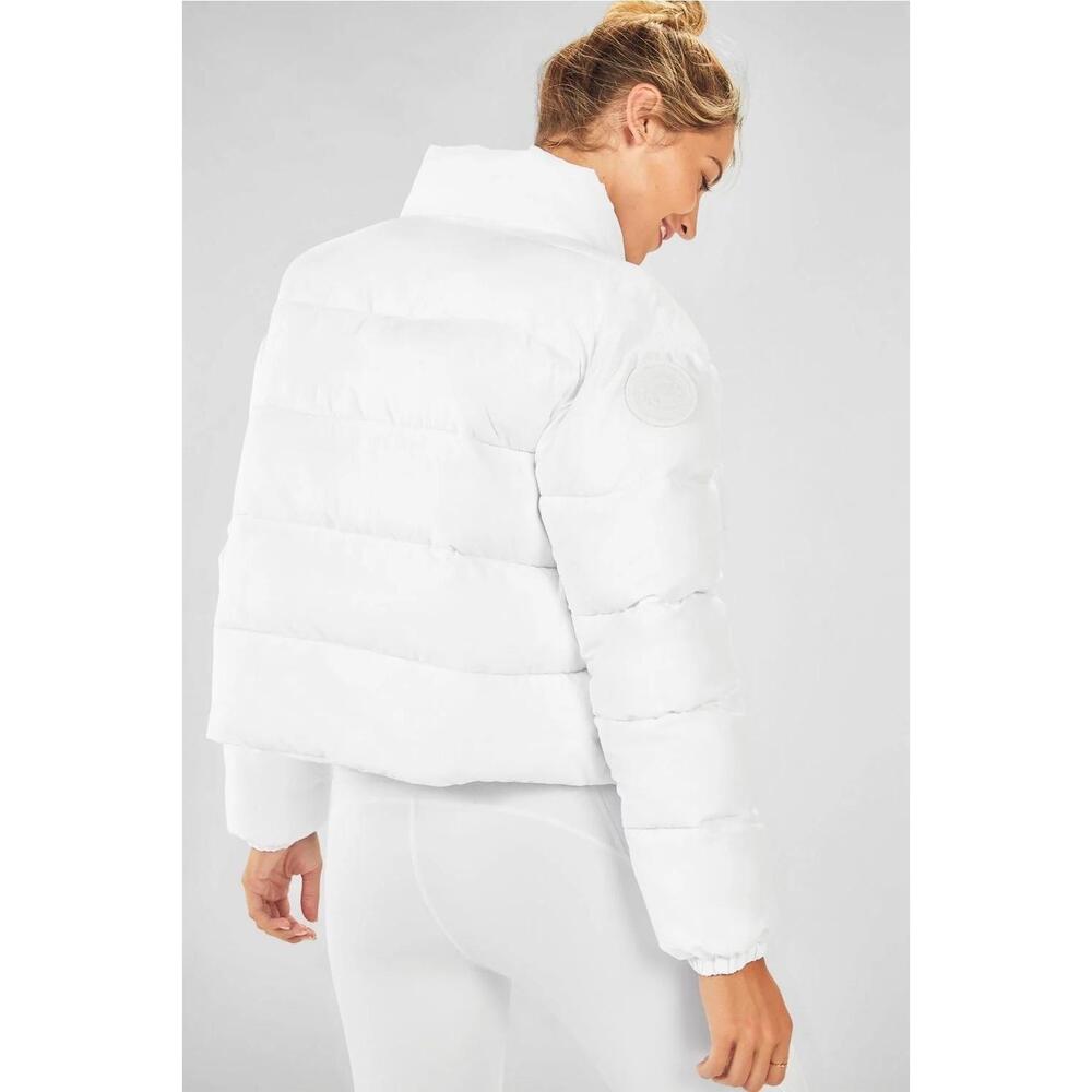NWT Fabletics White Wander Puffer Jacket Zipper Closure High Collar Womens S - Picture 5 of 5
